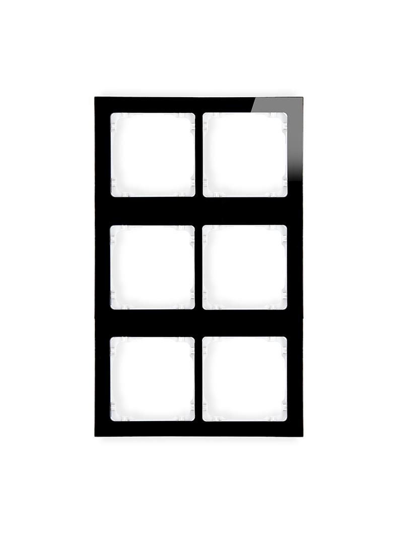 DECO Ramka modułowa 6 krotna (2 poziom, 3 pion) - efekt szkła (ramka czarna; spód biała)