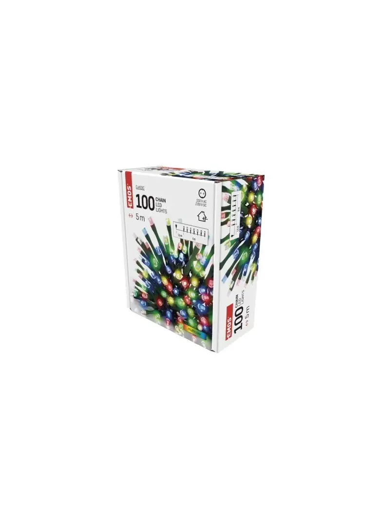 Lampki choinkowe Classic 100 LED 5m multikolor, zielony przewód, IP20