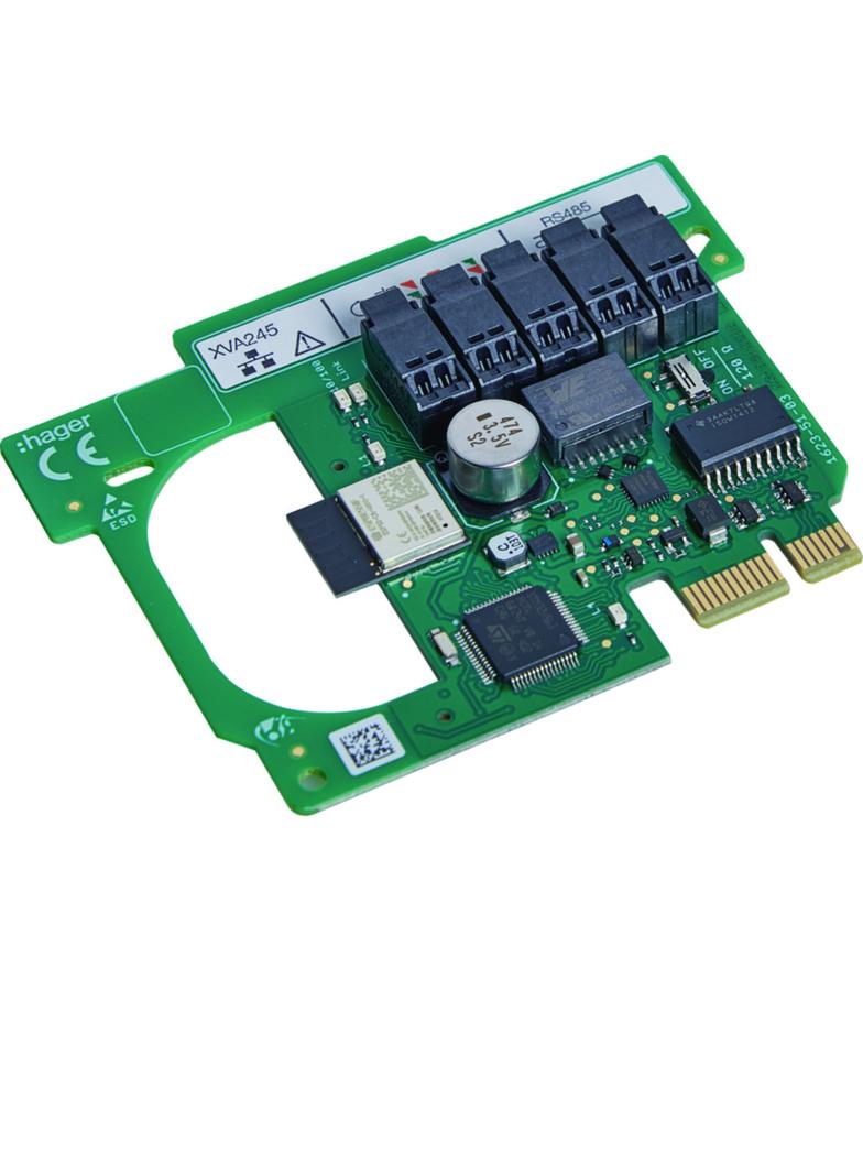EVCS Karta komunikacyjna Ethernet TCP/IP WiFi Modbus RS485 dla miernika XVA6x0 XVA245 HAGER