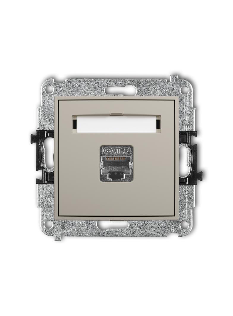 ICON Mechanizm gniazda komputerowego pojedynczego 1xRJ45, kat. 6, ekranowany,  8-stykowy taupe