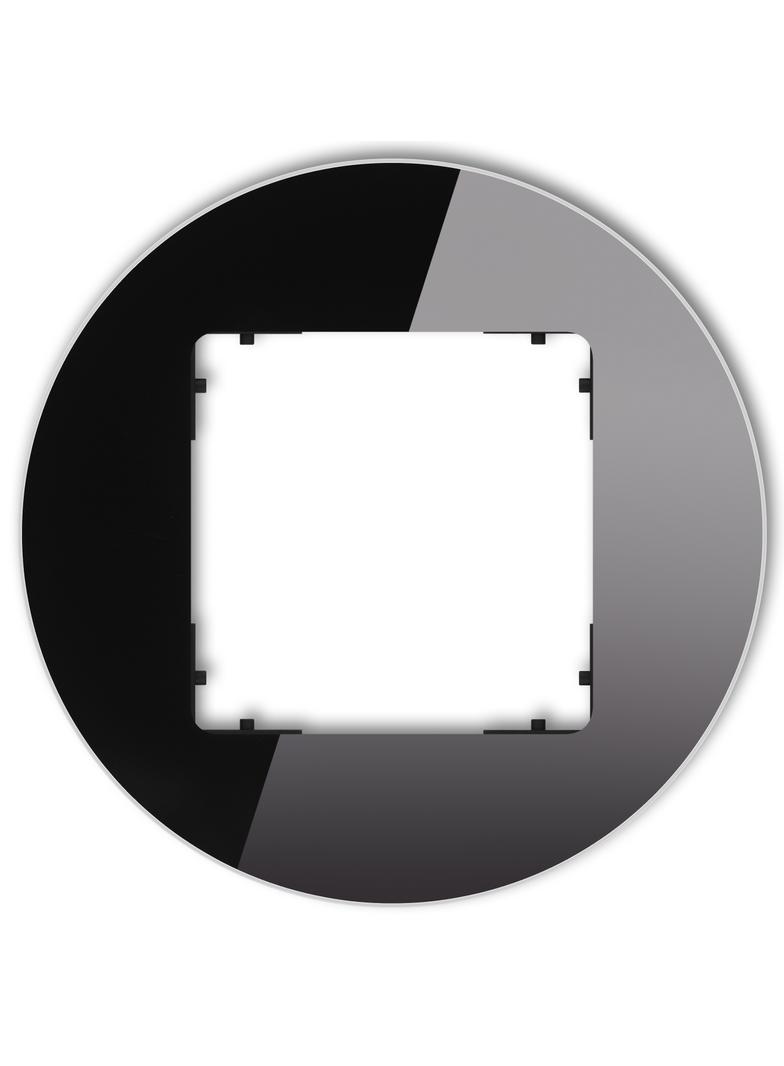ICON Ramka uniwersalna pojedyncza okrągła - efekt szkła (ramka: czarna; spód: czarny) czarny