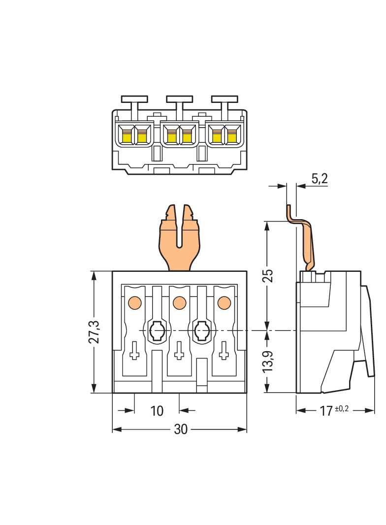 złączka zasilająca 5-biegunowa bez stopek ze stykiem PE