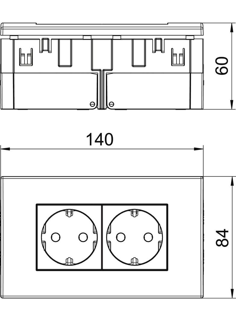 SDE-RW D0RW2, Gniazdo Modul 45 z puszką, podwójne