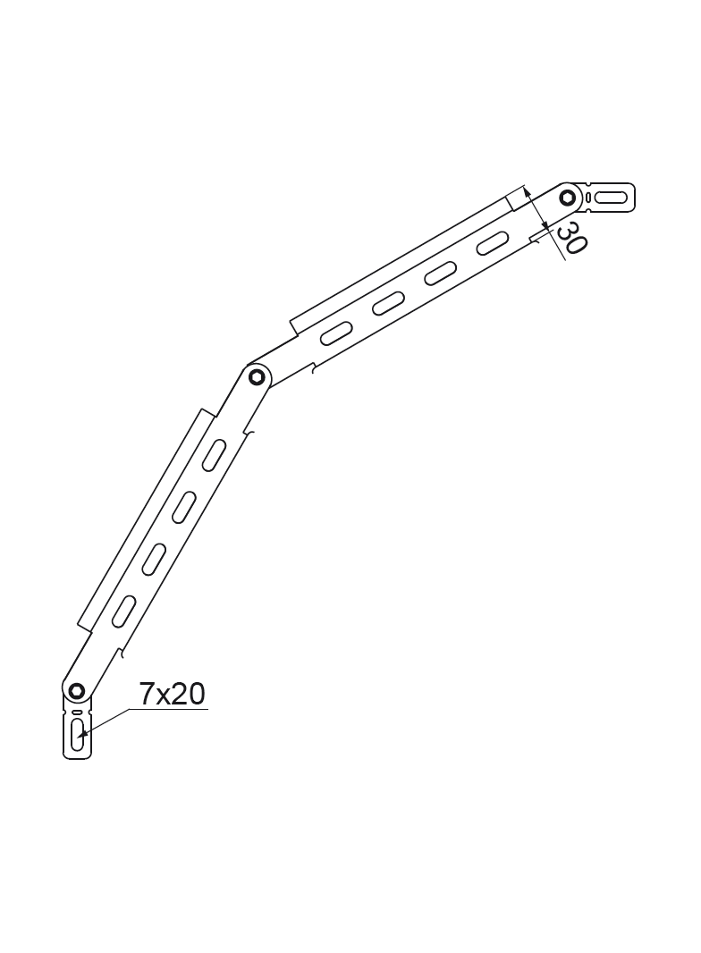 Łuk przegubowy 300x30mm Grubość 0,70 mm LLL300H30 132330 BAKS