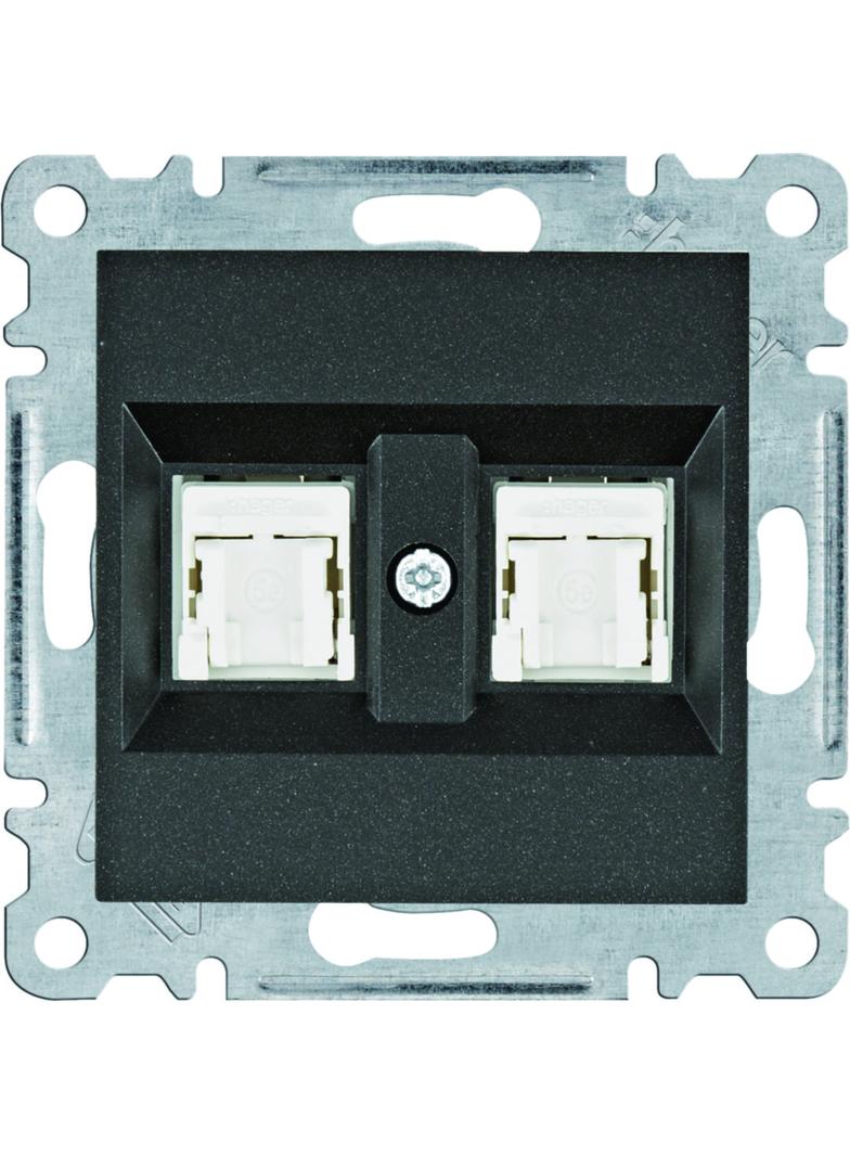 lumina Gniazdo komputerowe podwójne RJ45 kat.5e UTP czarny  WL2123 HAGER