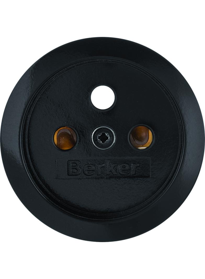BERKER 1930/Glas Płytka czołowa do gniazda z uziemieniem czarna 39657901 HAGER