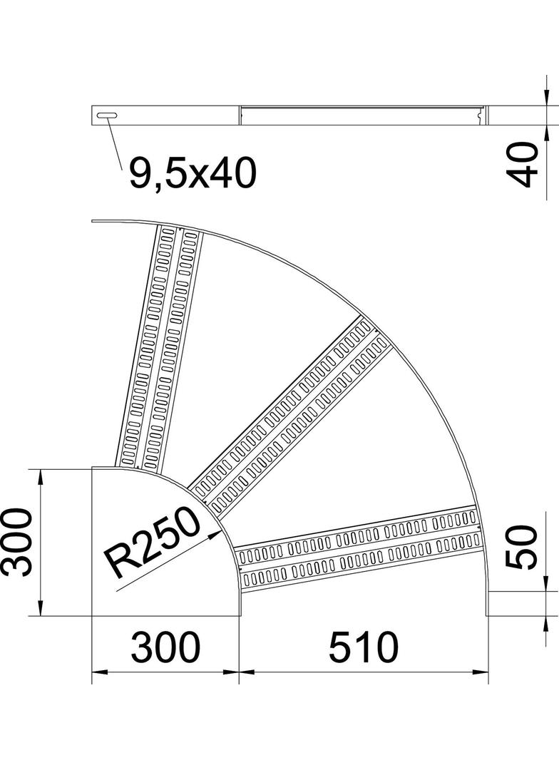SLZB 90 500 ALU Łuk 90°