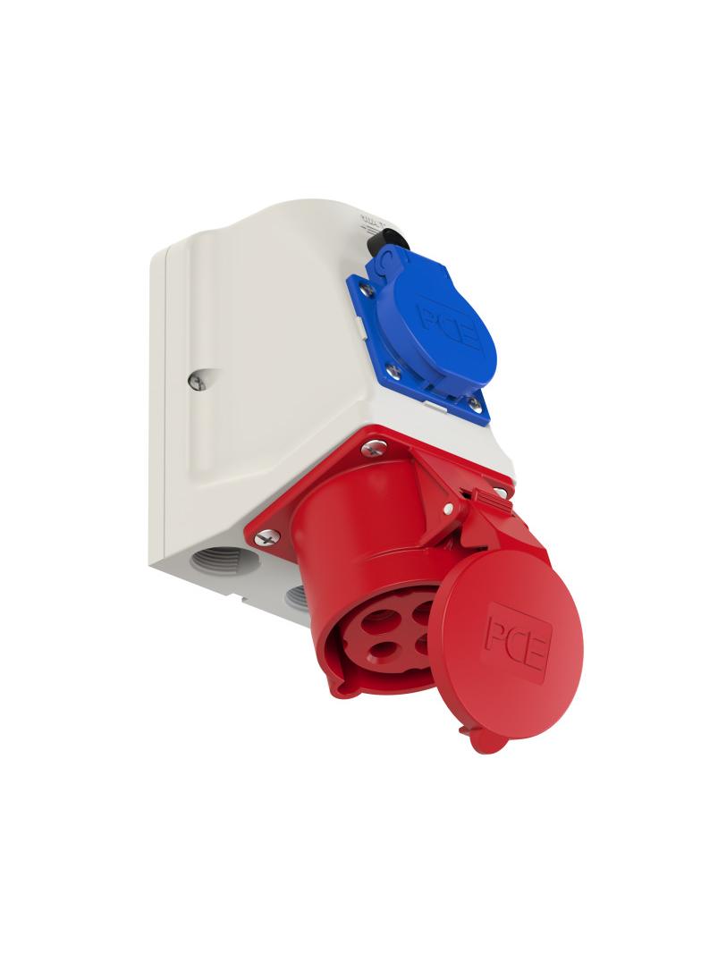 GNIAZDO KOMBI CEE + 230V Z BOLCEM 32A 400V 3P+Z okablowane IP44 9224-6f. PCE