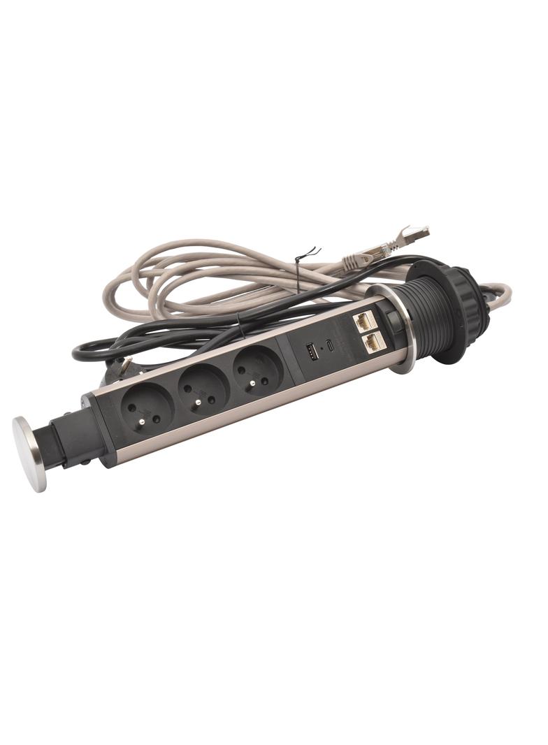 INCARA: TOWER 60 - 3X2P+Z / USB A+C / 2XRJ45 - 2,0 M, Legrand
