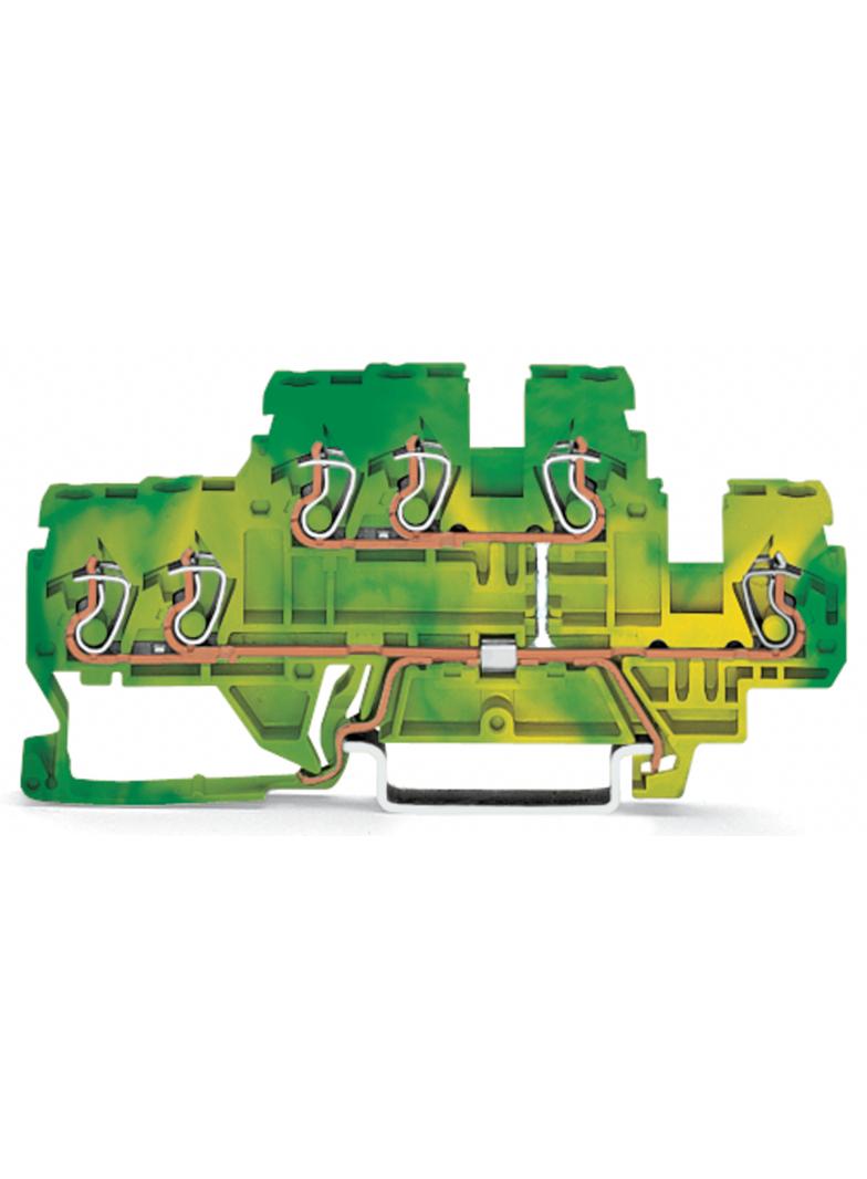 Złączka 2‑piętrowa PE 6‑przewodowa 2,5mm2 żółto‑zielona 870‑537 /50szt./ WAGO