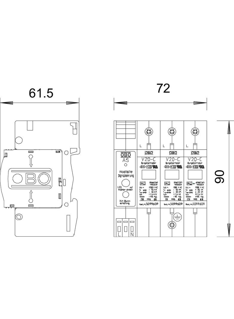 V 20-C/3+AS-280, OGRAN.PRZECIWP.3P.220V AS