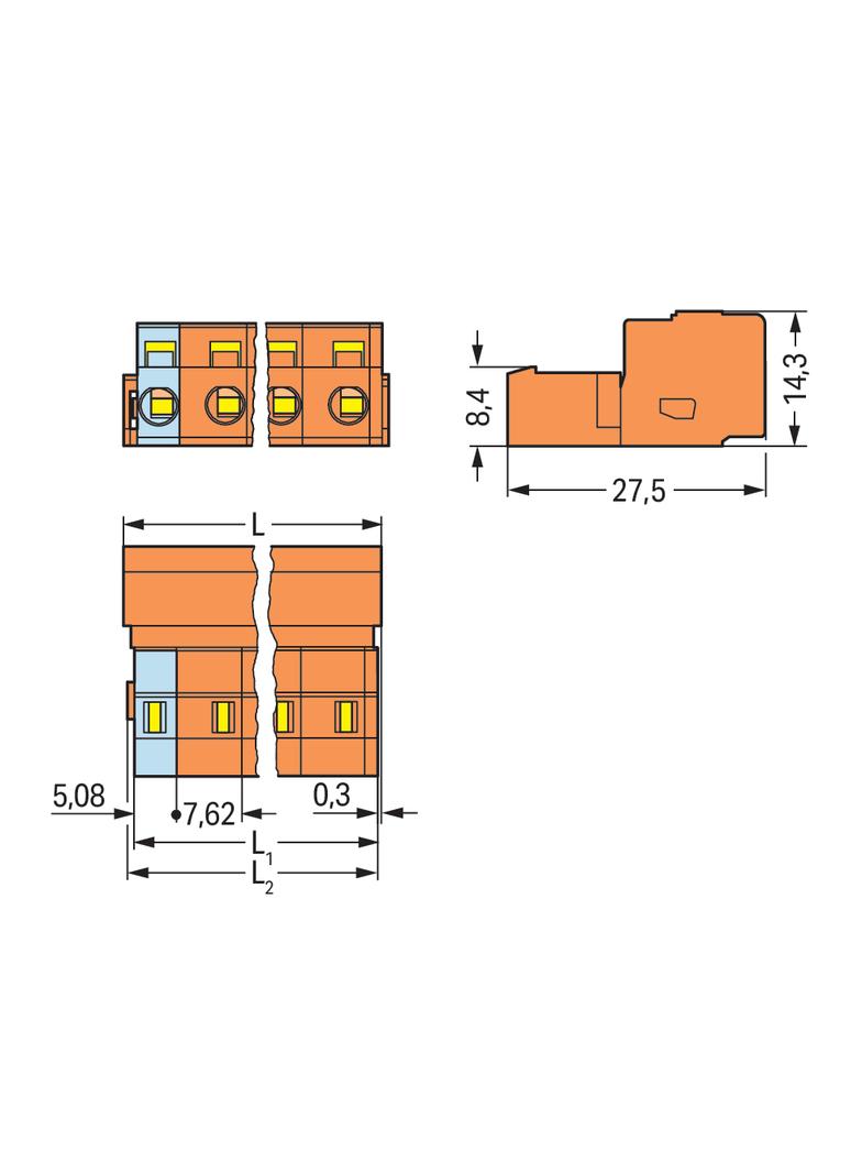 MCS-MIDI Classic wtyk 12-bieg. pomarańczowy raster 7,62 mm /25szt./ WAGO