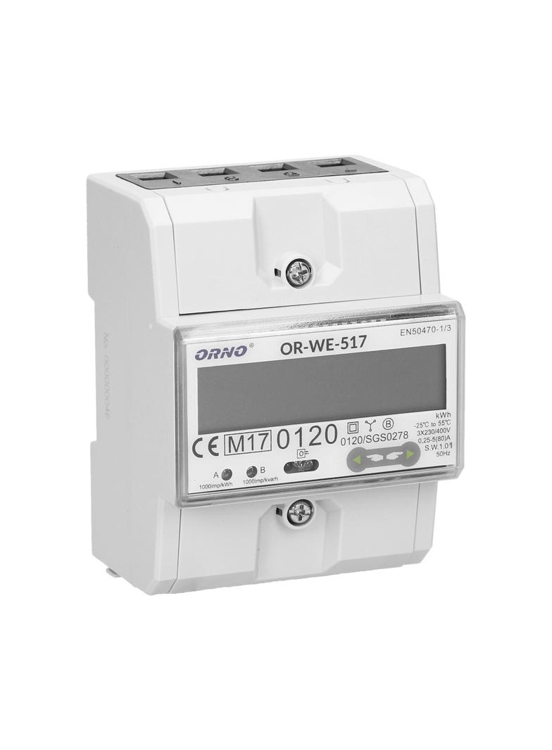 3-fazowy licznik energii elektrycznej 80A port RS-485 wielotaryfowy 3 moduły DIN TH-35mm OR-WE-517 O