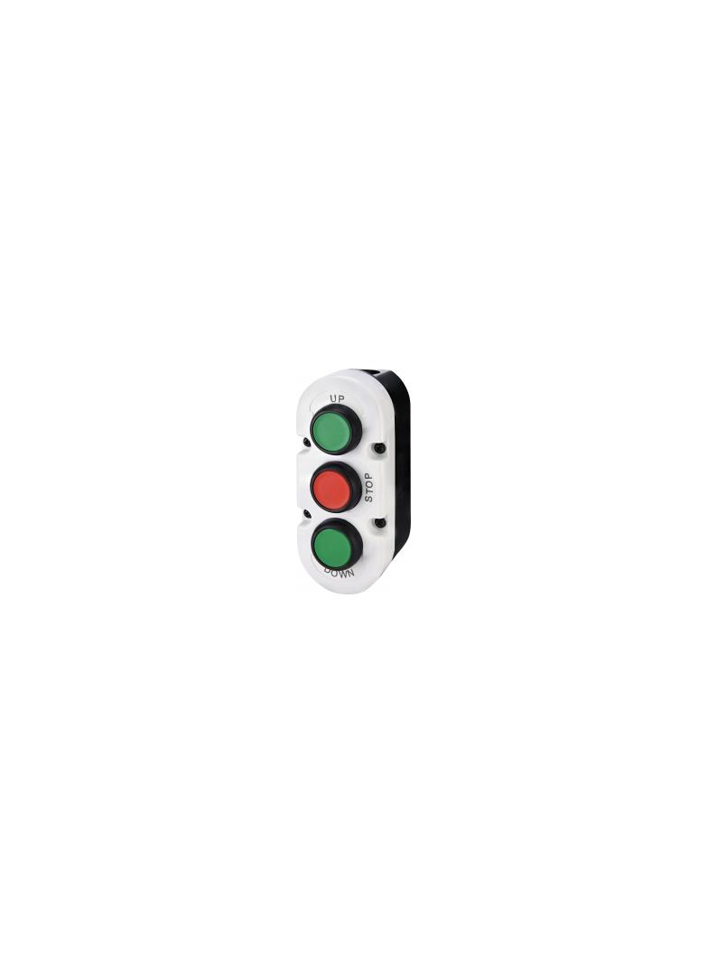 Kaseta szaro-czarna, 3 płaskie przyciski 2NO zielone, 1NC czerwony UP, STOP, DOWN ESE3-V7 004771445 ETI