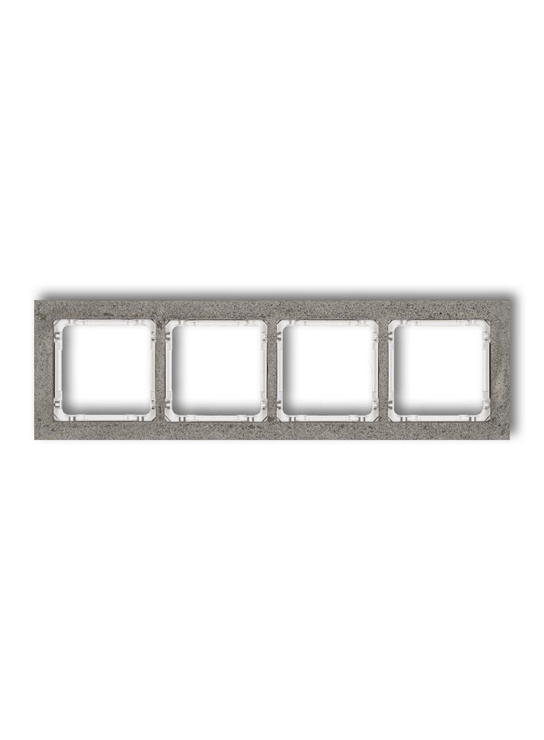 DECO Ramka uniwersalna poczwórna - beton (ramka: ciemnoszary; spód: biały)