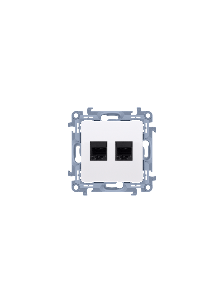 Simon 10 Gniazdo telefoniczne podwójne RJ11 biały