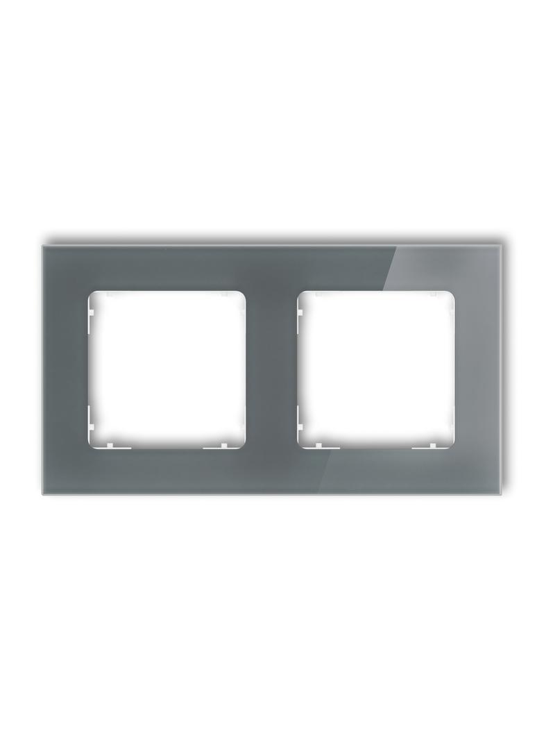 ICON Ramka uniwersalna podwójna kwadratowa - efekt szkła (ramka: grafitowa; spód: biały) grafitowy