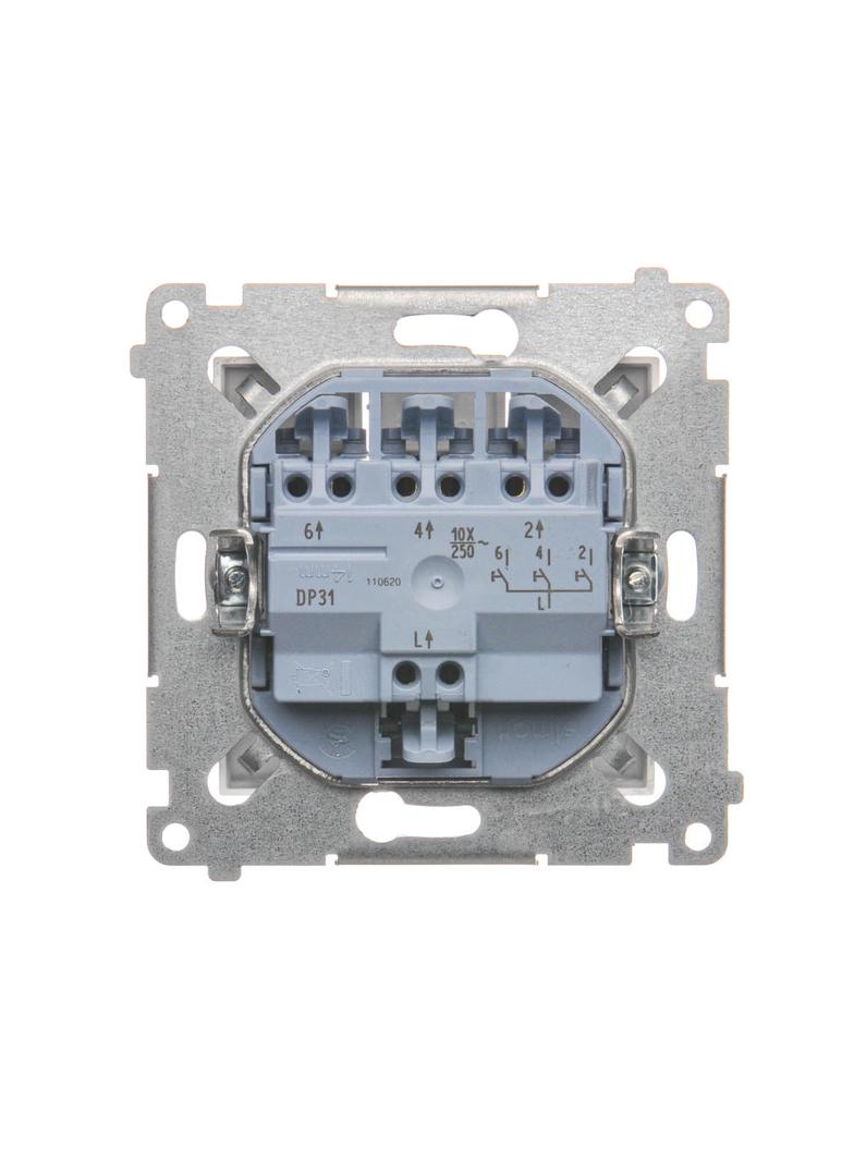 Simon 54 Przycisk potrójny 10A 250V szybkozłączka srebrny mat DP31.01/43 KONTAKT