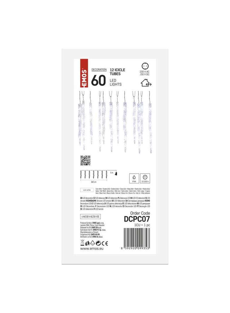 Lampki świąteczne sopel 60 LED 3,6 m zimna biel IP44 DCPC07 EMOS