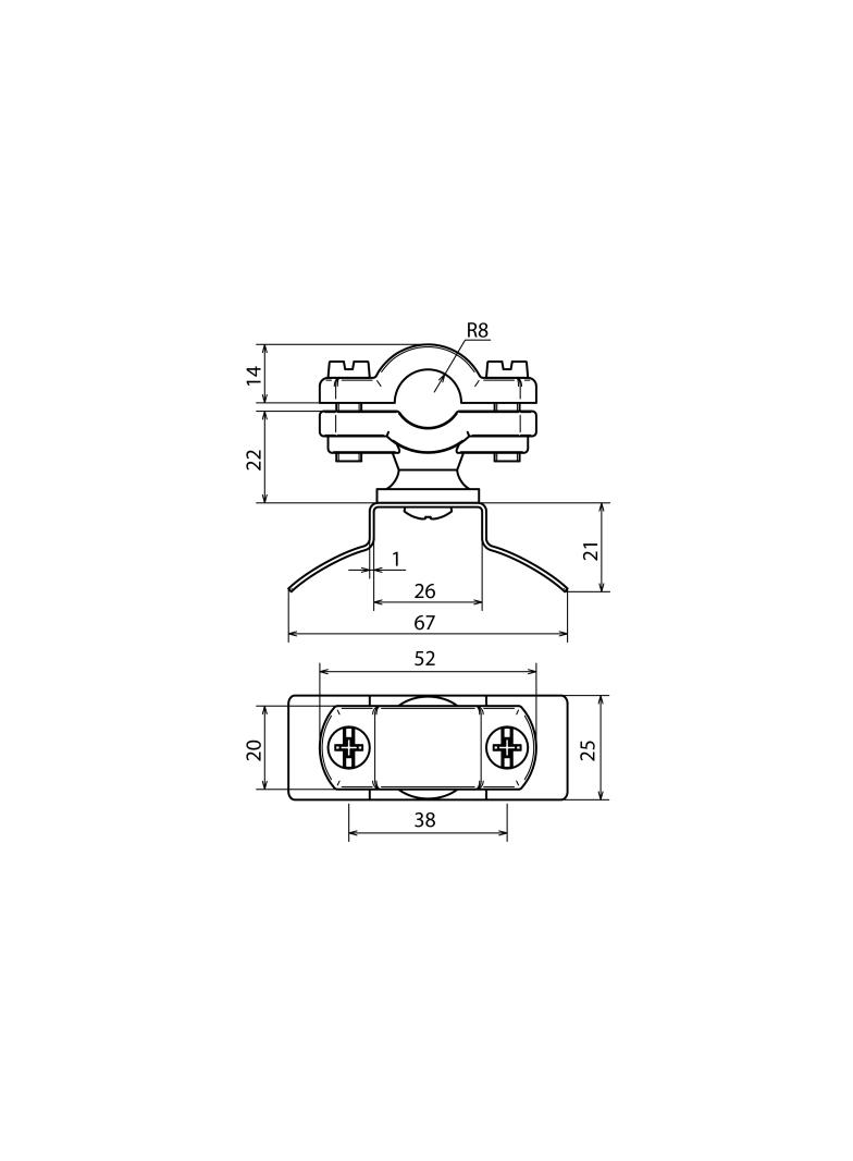 Wspornik do pręta uziemiającego 16 mm, do rury spustowej, stal nierdzewna NIRO