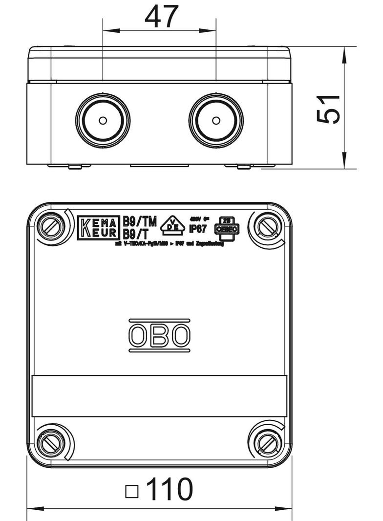 B 9/T, SKRZYNKI ROZGAŁĘŹNE 110X110X50