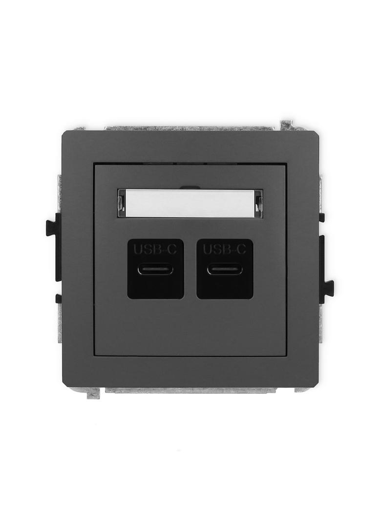 DECO Mechanizm gniazda podwójnego 2xUSB C-C grafitowy mat