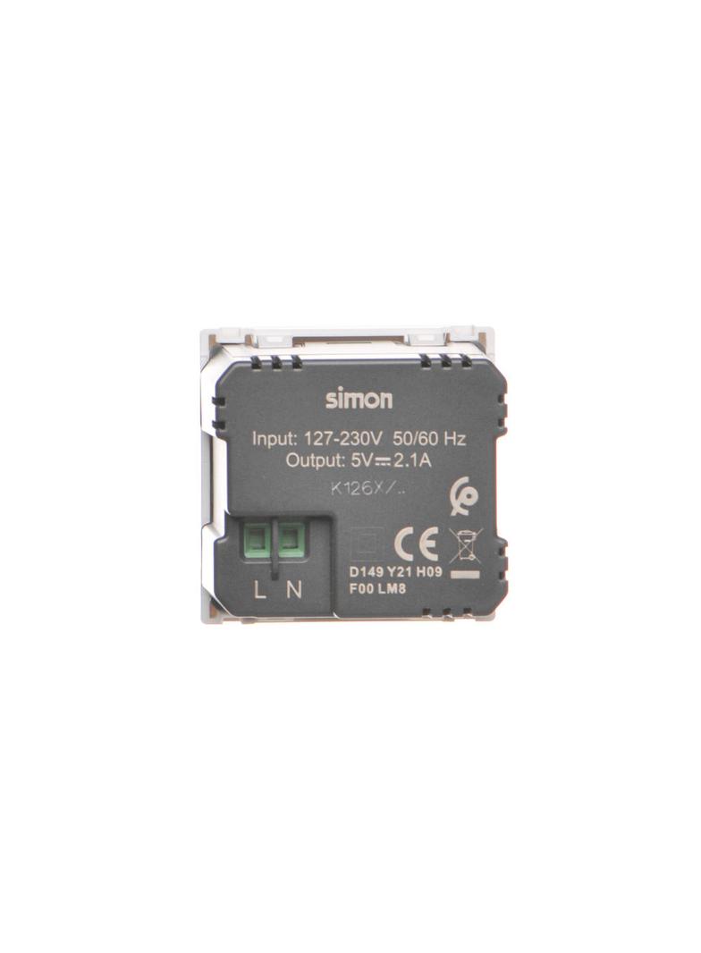 Simon Connect USB ładowarka K45 (45x45) gniazdo typ A 5V/21A czysta biel