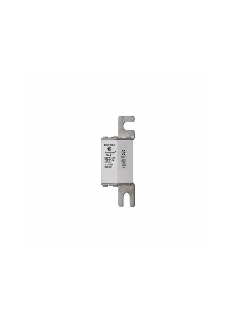50A 690V IEC gR 000/80 SQ.BODY IND. FUSE Wkładka szybka 63A AC 690V DIN 000 21x40x100 mm, 170M1365 E