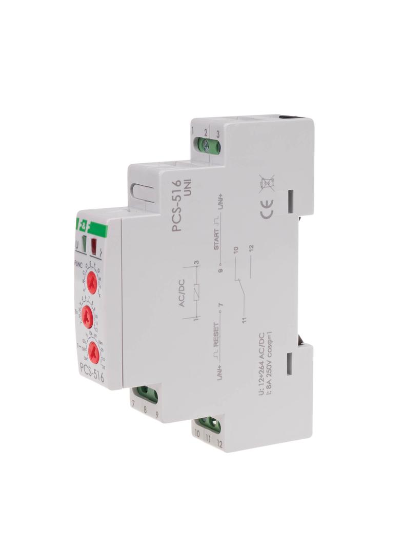Przekaźnik czasowy 10-funkcyjny styk: 1 Z/R 12-264V PCS-516UNI F&F