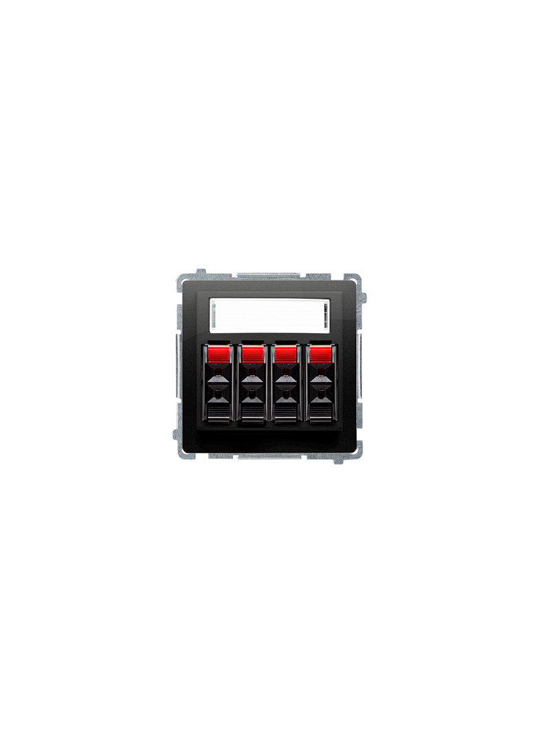 Simon BASIC WMUG-04000x-Y011 Gniazdo głośnikowe 4-krotne z polem opisowym (moduł). Do podłączenia 4 BMGL34.01/49 KONTAKT