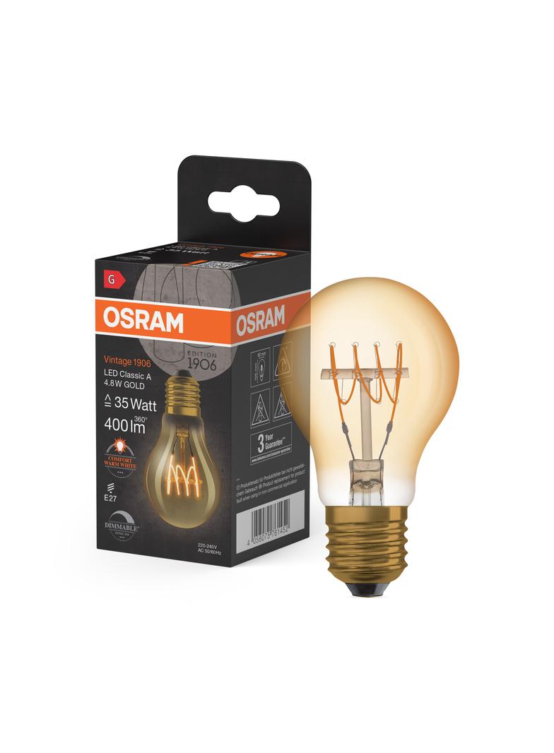 Lampa LED Vintage 1906 CL A Filament szkło przezroczyste GOLD 25 dim 3,4W 824 E14
