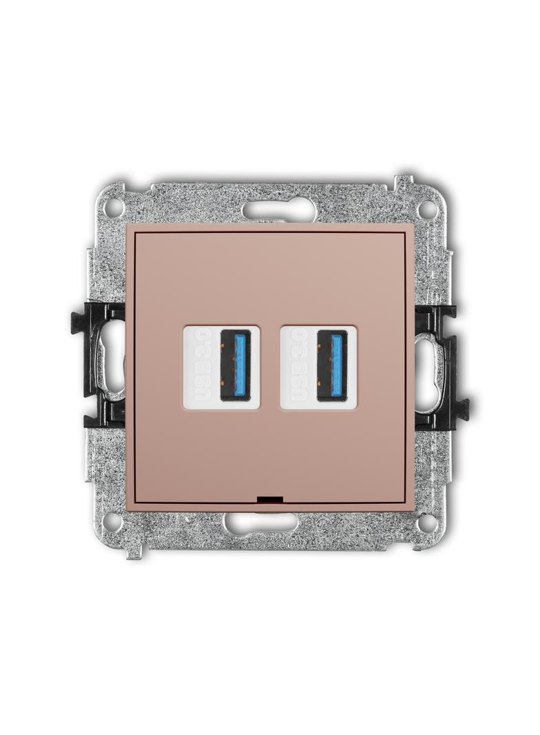 ICON Gniazdo podwójne 2xUSB typ A-A 3.0 łososiowy 62IGUSBBO-6 KARLIK