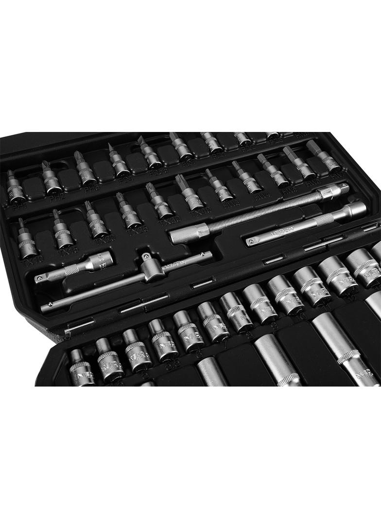 Zestaw kluczy 55 elementów 1/4", satynowy