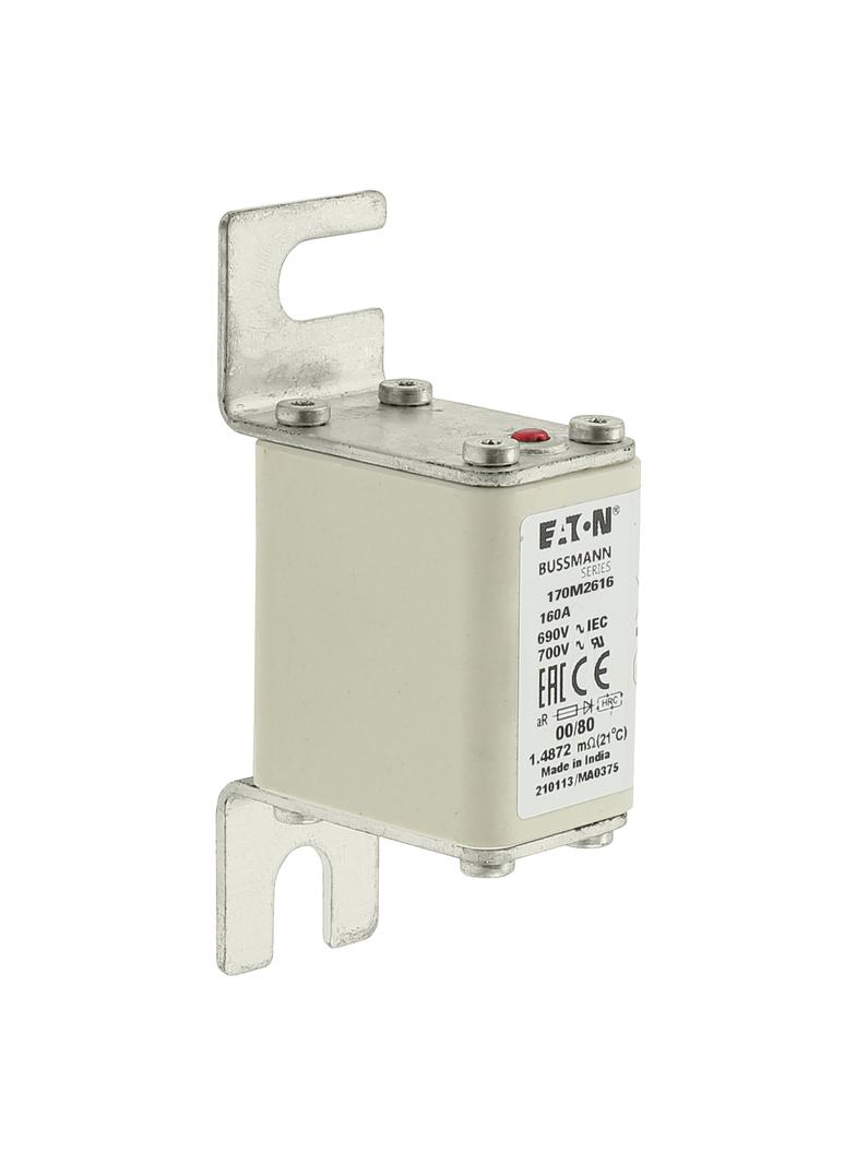 160A 690V aR 00/80 SQ. BODY IND. FUSE Wkładka szybka 160A AC 690V DIN 00 30x51x100 mm aR, 170M2616 E