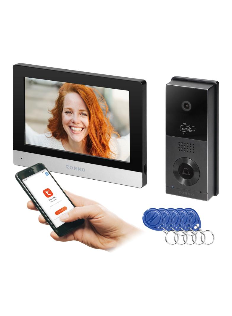 XIRAN zestaw wideodomofonowy bezsłuchawkowy monitor dotykowy 8" LCD Wi-Fi + APP na telefon z gn