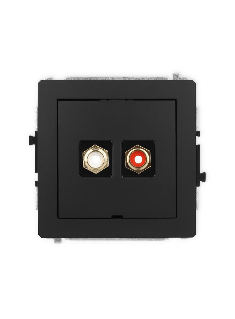 DECO Mechanizm gniazda podwójnego RCA, bez pola opisowego (typu cinch - biały i czerwony, pozłacany)