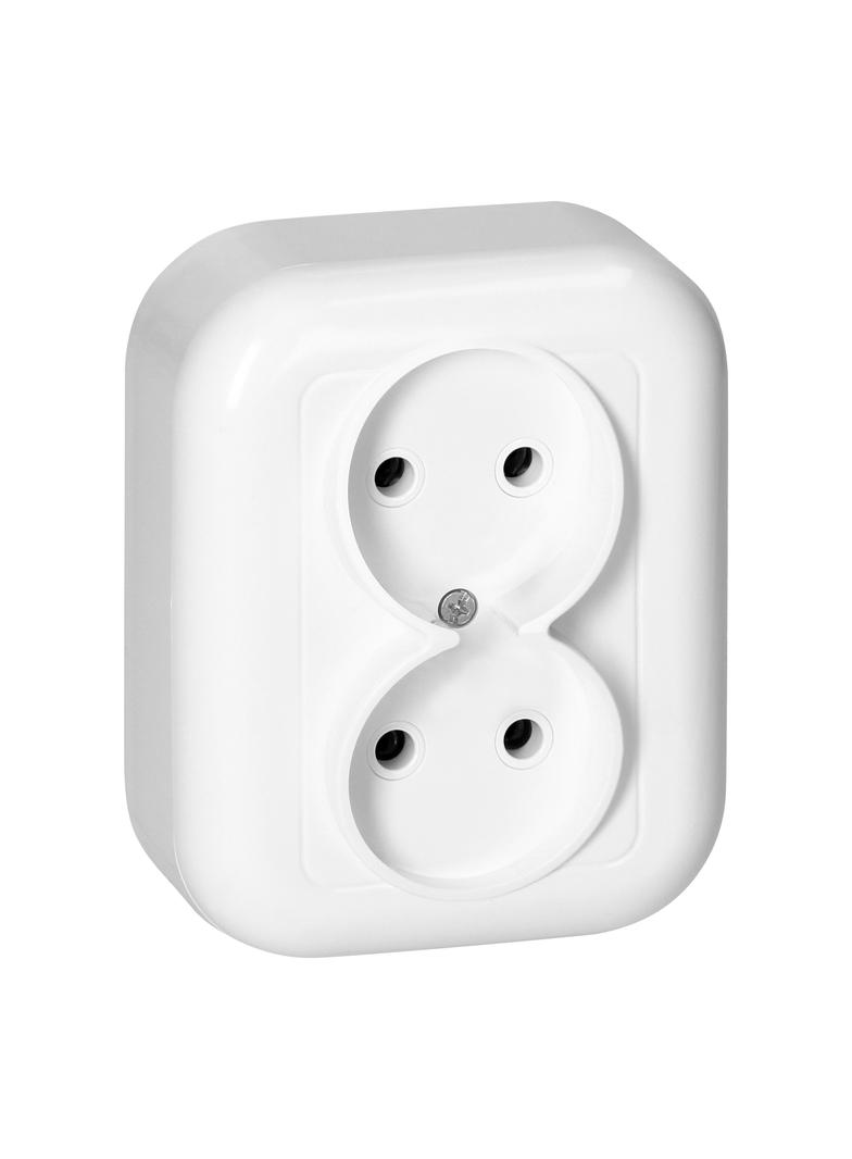 Gniazdo podwójne natynkowe 2x2p 16A, 250V, FAN, biały NT-5F BIAŁY ORNO