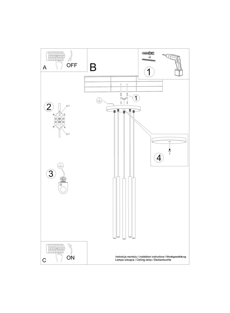 Sollux Lampa wisząca PASTELO 5P drewno SL.1270