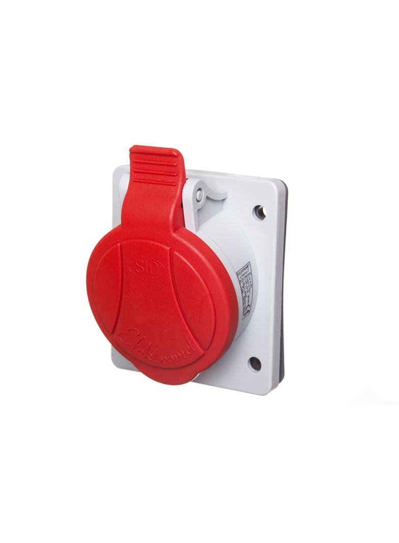 Gniazdo tablicowe skośne 5P 16A 400V czerwone GTS 16/5 IP-44 921820 ELEKTROMET