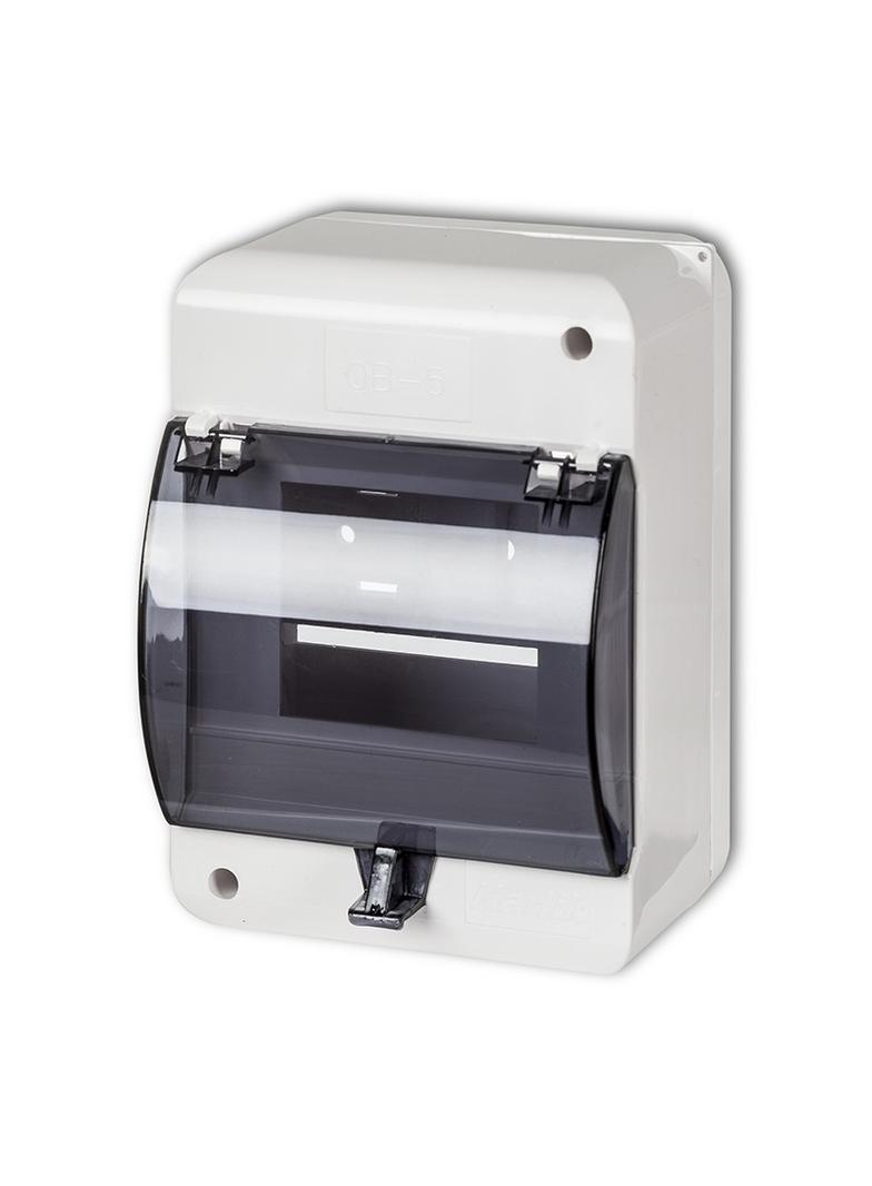 Obudowa bezpiecznikowa 5 modułowa z zerem i klapką biała