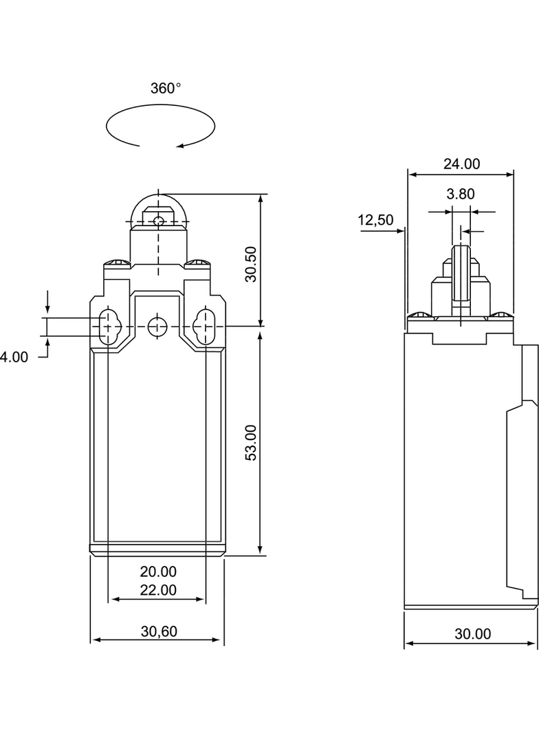 ŁĄCZNIK KRAŃCOWY (TWORZYWO) POPYCHACZ Z ROLKĄ
