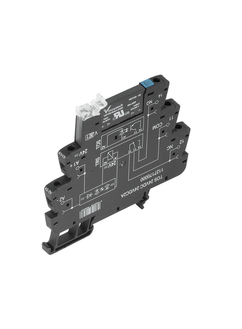 TOS 12VDC 24VDC2A Przekaźnik półprzewodnikowy, 12 V DC ±20 %, Dioda zwrotna, Zabezpieczenie przez pomieszaniem biegunów , 1 zestyk zwierny (MOS-FET), 3...33 V DC, 2 A, /10szt./ 1127150000 WEIDMÜLLER