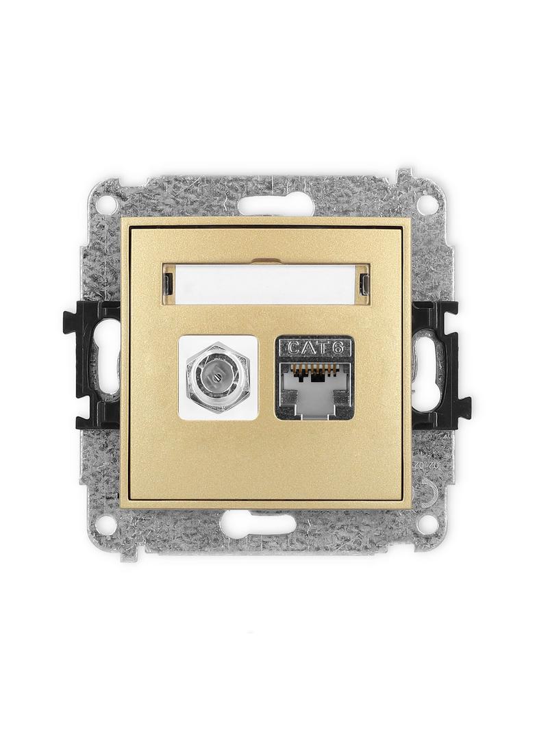 ICON Mechanizm gniazda antenowego poj. typu F (SAT) + gniazda komp. poj. 1xRJ45, kat. 6 ekranowany,