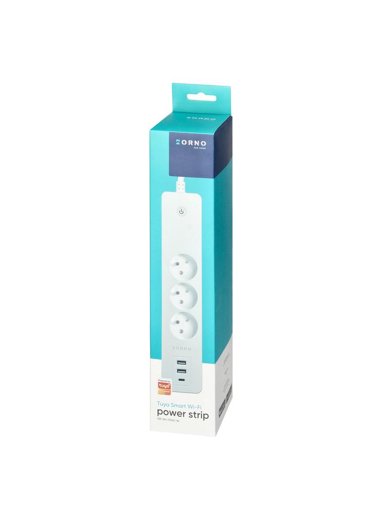 Przedłużacz z 3 gniazdami z uziemieniem i wyłącznikiem 2xUSB Tuya Smart Wi-Fi biały