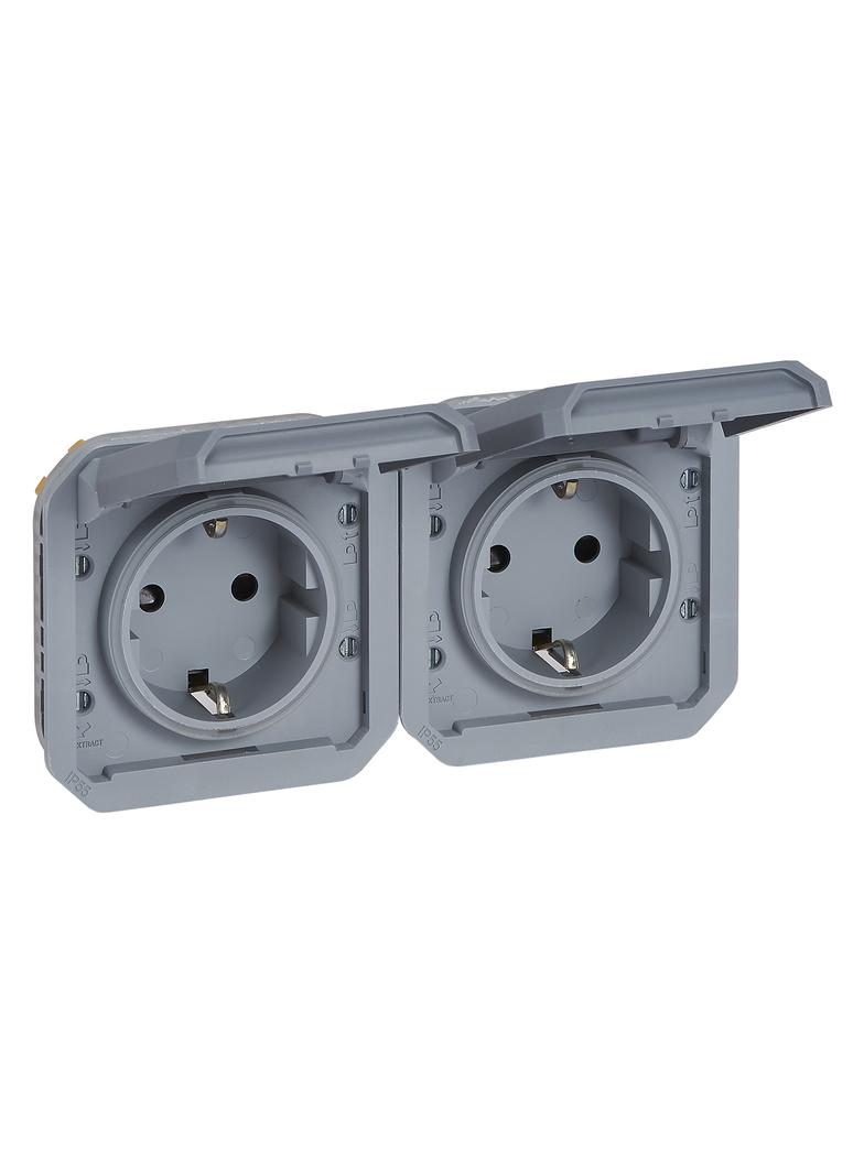 NOWE PLEXO - GNIAZDO SCHUKO 2X2P+Z POZIOME MECHANIZM 16A-250V SZARE 069576L LEGRAND