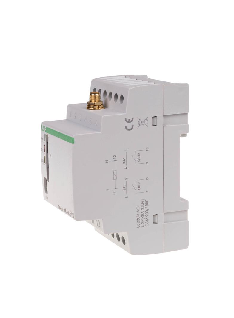przekaźnik zdalnego sterowania GSM (CLIP); 2xWY, 2xWE; sterowanie bramą zasilanie 230V AC styki 1NO
