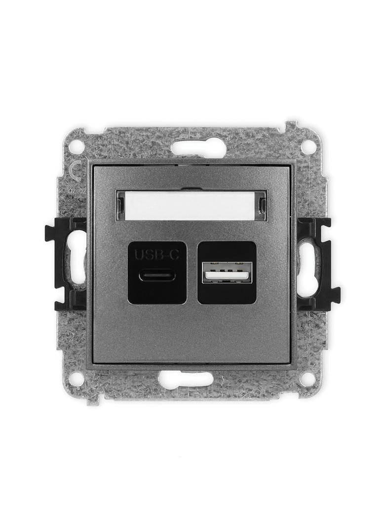 ICON Ładowarka USB podwójna USB C + USB A, 20W max. grafitowy 11ICUSB-8 KARLIK