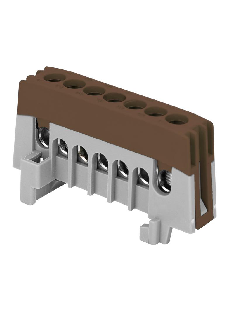 Listwa zaciskowa izolowana PRO, L, 7 przewodów, brązowy