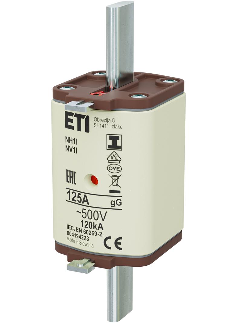 Wkładka topikowa NH zwłoczna KOMBI Zaczepy izolowane NH1 I gG 125A 500V 004194223 ETI