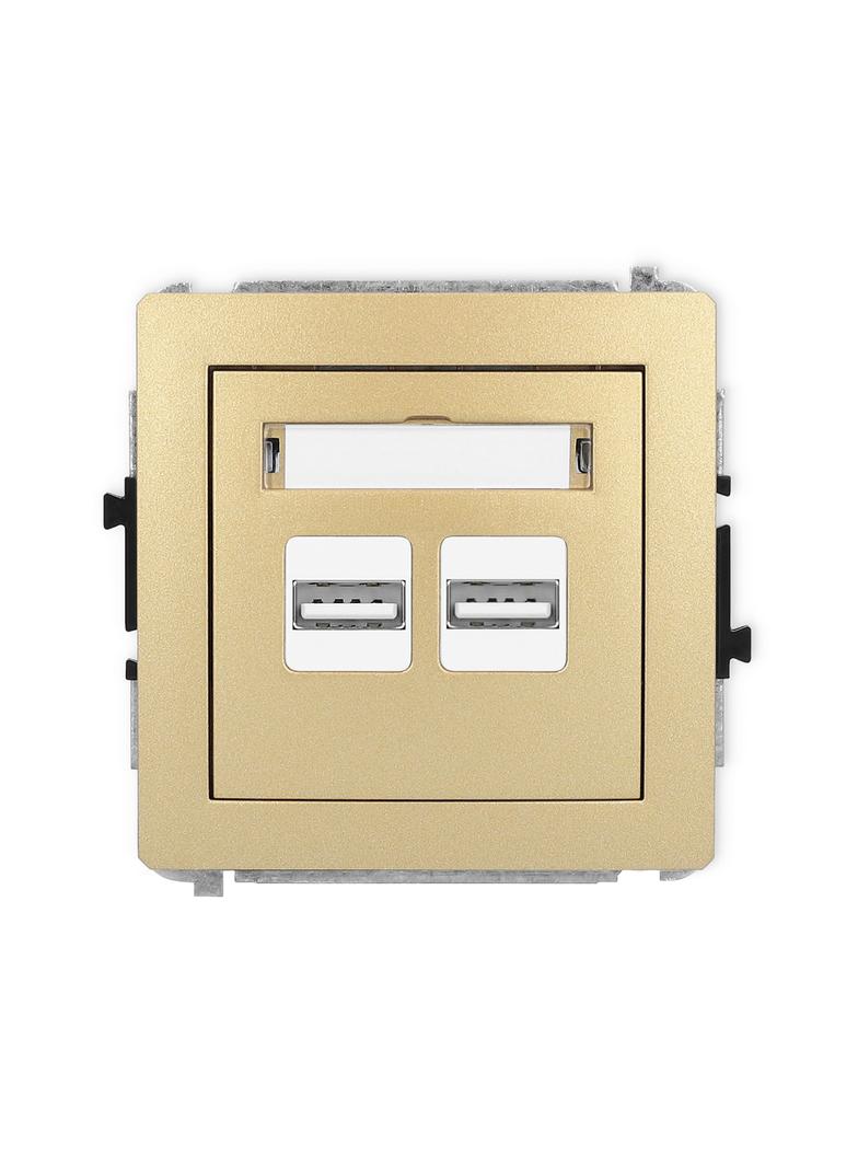 DECO Mechanizm ładowarki USB podwójnej 2xUSB A, 15,5W max., 5V, 3.1A złoty